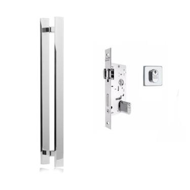 Imagem de Puxador Porta Barra reto 60cm + fechadura Regulável Po - Concept Home