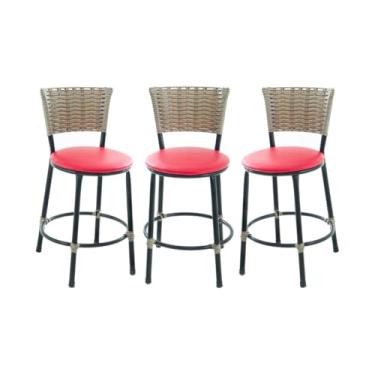 Imagem de BANQUETAS BANCO BAIXO DE COZINHA AMERICANA AREA GOURMET FIBRA SINTETICA CAPUCCINO(VERMELHO)