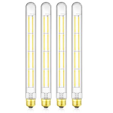 Imagem de XININSUN Lâmpada LED T300, lâmpadas LED tubulares de 11,8 polegadas de comprimento, equivalente a 100 watts, 1000 lm, regulável, vidro transparente, lâmpada de tubo Edison LED E26 10W T10, pacote com