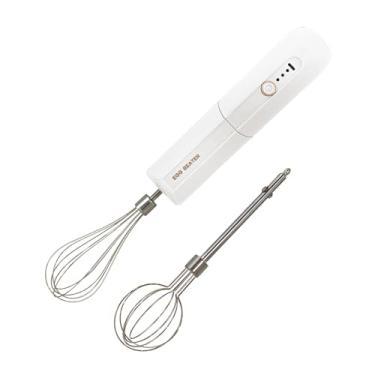 Imagem de Batedeira manual sem fio, batedor elétrico portátil de design dobrável com 3 modos de velocidade, batedor de ovos portátil com 2 batedeiras removíveis (branco)