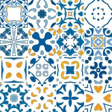 Imagem de Adesivo de Azulejo - Ladrilho Hidráulico - 15cm x 15cm - 16un - 376Azm