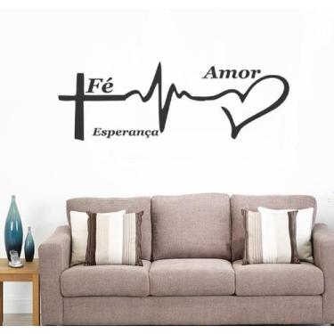 Imagem de Adesivo Decorativo De Parede Frase Fé, Amor E Esperança - Gaudesivos