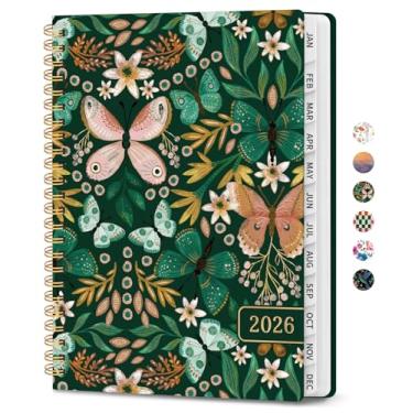 Imagem de Agenda 2026, agenda de planejamento semanal e mensal para mulheres, janeiro de 2026 a dezembro de 2026, livro de agenda de planejamento de capa dura com abas, encadernação em espiral, bolso interno