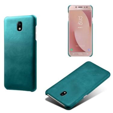 Imagem de Capa para Samsung Galaxy J7 PRO,Proteção contra quedas,Casca de volta de cor sólida simples,Design de couro de imitação de plástico-Green