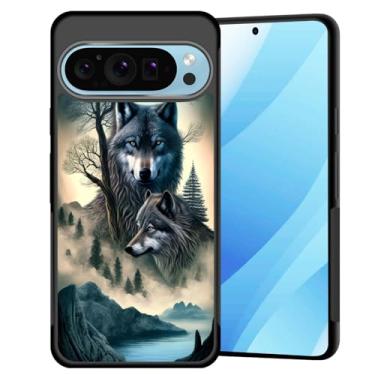 Imagem de BFUKVOU Capa para Pixel 10 Pro XL, capa rígida de policarbonato + TPU macio antiderrapante ultrafina à prova de choque para Google Pixel 10 Pro XL 6,8 polegadas 2025, lobo da floresta