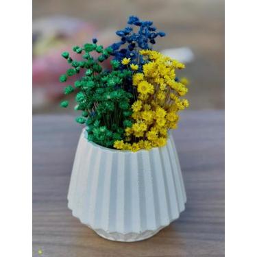 Imagem de Arranjo de Flores SempreVivas Naturais em Vaso Decorativo, 15 cm, Bran