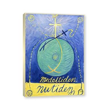 Imagem de Moldura de champanhe. Pôster Hilma Af Klint, (Caos Primordial, nº 12), reproduções de pinturas famosas, imagem de arte abstrata para sala de estar quarto decoração de casa. 50 x 70 cm-19,6 x 27,5 pol