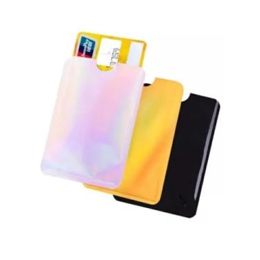 Imagem de Porta Cartão Protetor RFID NFC Capa Anti Aproximação para Cartões Bancários 6,2x9,4 Cm Alumínio e Plástico