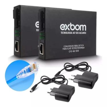 Imagem de Par de Conversor Mídia Fibra Óptica A+B para RJ45 Gigabit 1000Mbps - 5 Km
