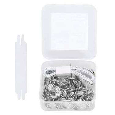 Imagem de Estofamento taca de unhas decorativas pinos de unhas kit de aço carbono de aço 100pcs para sofá -cama artesanato de madeira com régua flexível e corrimão anti -esmagador (Prata)