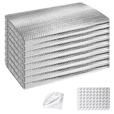 Imagem de ToLanbbt Kit de isolamento térmico para porta de garagem 8P painéis de isolamento térmico para janela de bolha dupla, 6 mm, 61 cm x 137 cm, folhas de barreira de verão/inverno refletivas com 120 fitas