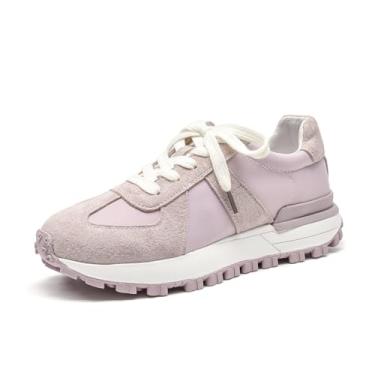 Imagem de BEAU TODAY Tênis feminino de plataforma, moderno e grosso, tênis de caminhada casual retrô, Rosa, roxo, 36