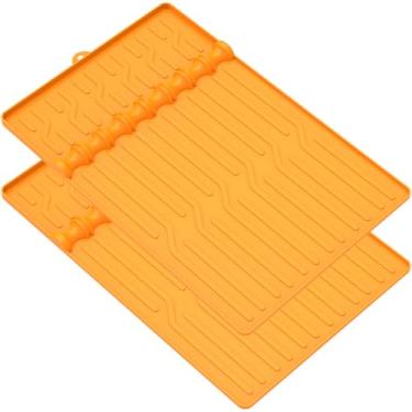 Imagem de 2 peças de silicone para churrasqueira, tamanho grande, tapete de espátula de silicone resistente ao calor, antiderrapante, espátula, suporte de utensílios, tapete de ferramentas para churrasco