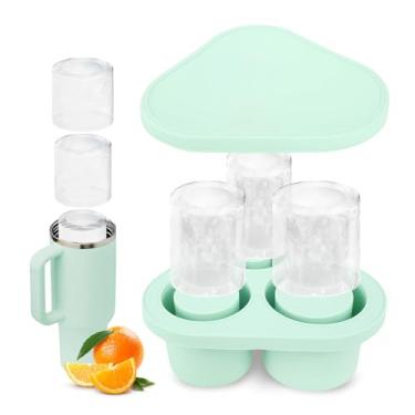 Imagem de 2 peças de molde de silicone para cubos de gelo com tampa, bandeja reutilizável de fácil liberação para cubos de gelo, sem BPA, molde grande de cubo de gelo para congelador, água, bebidas de suco de