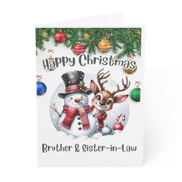 Imagem de J&J'S TOYSCAPE Cartão de Natal para irmão e cunhada, cartão de Natal para sogros, cartão de 12 x 17 cm com envelope, em branco dentro (casal de neve)