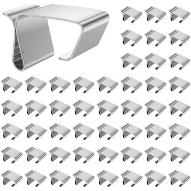 Imagem de 50/100 peças de ganchos de calha de aço inoxidável clipes de luzes de Natal para luzes de Natal, clipes de luzes de férias para calhas ZJMCAJY (50, prata)