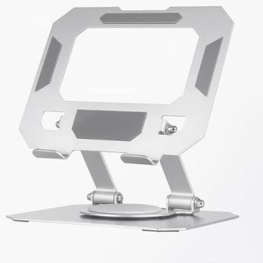 Imagem de Suporte para Tablet Smartphone Celular em Alumínio Ajustável com Metal Resistente Apoio para Mesa Pedestal Portátil Dobrável Articulado Base Rotativa 360º TAMO (SILVER)