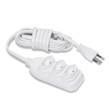 Imagem de Extensão 3 Vias 2P 250V Cabo Paralelo 5 Metros Branco Pluzie