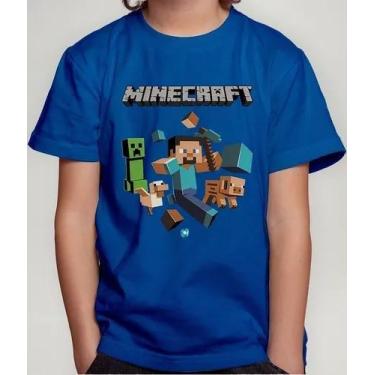 Imagem de Camisa Camiseta Juvenil Infantil Menino Menina Gamer Blocos Mine Roupa