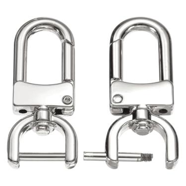 Imagem de PATIKIL Ganchos de fecho giratório de 1/2 polegada, 2 peças de ganchos de pressão removíveis com barra de parafuso, fechos de garra de lagosta giratórios para alça de bolsa, cordão de substituição de