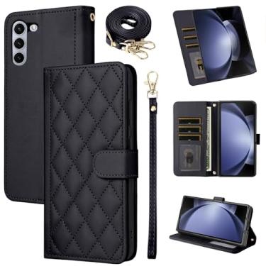 Imagem de Furiet Argyle Capa carteira para Samsung Galaxy Z Fold 6 5G 2024 com alça de pulso/ombro, compartimentos para cartões, capa de celular com suporte de couro PU de luxo para ZFold6 Z6 G Fold6 6Z