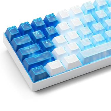Imagem de GMKWTL Teclas XVX Blue Shine Through, Doubleshot PBT Conjunto de teclas Cherry Profile, teclas de teclado de 142 teclas, compatibilidade universal com 60%, 65%, 75%, 100% teclado mecânico