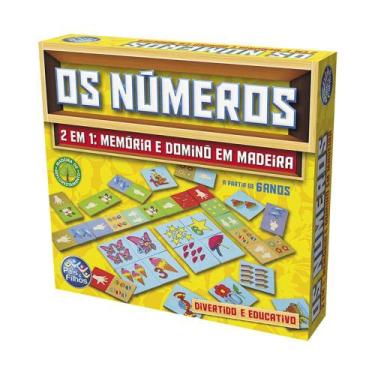 Imagem de Jogo Educativo Os Números 2 x 1 Dominó Memória Madeira 48Pçs - Pais e 