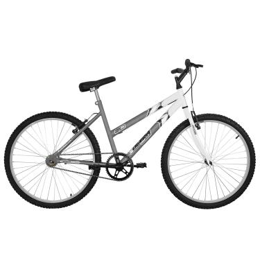 Imagem de Bicicleta de Passeio Ultra Bikes Esporte Bicolor Aro 26 Reforçada Freio V-Brake Sem Marcha Cinza Fosco/Branco