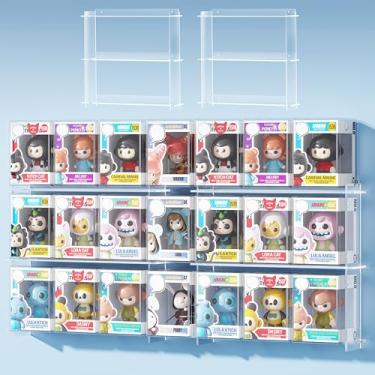 Imagem de WINKINE Floating Display Shelves Compatible with Funko Pop in Box, Acrylic Shelves for Wall, Clear Figures Display Case for Boxed Characters, Stackable Toy Collectibles Figure Stand, 2 Pack (Clear)