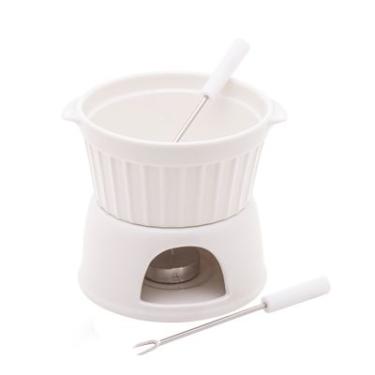 Imagem de Aparelho de Fondue Porcelana 4 Peças 400ml Lyor Classic Branco Queijo e Chocolate