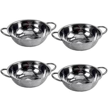 Imagem de Kit 4 Escorredor Inox Arroz Macarrão Peneira De Cozinha 25Cm
