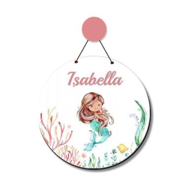 Imagem de Enfeite Porta Maternidade MDF Sereia Personalizado com Nome - Ideiativ