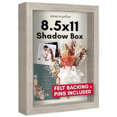 Imagem de Americanflat Moldura de caixa de sombra de 21 x 28 cm com vidro resistente a estilhaçamento - Coleção Silhouette - Estojo grande para exibição de mesa e parede - Madeira flutuante com parte traseira