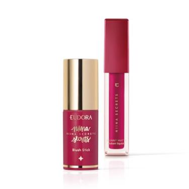 Imagem de Combo Niina Secrets: Blush Stick Daily Rosa 5g + Batom Líquido Pink Peônia Skinny Matte 5ml