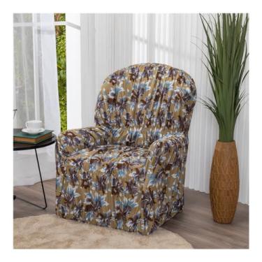Imagem de Capa De Poltrona Estampada do Papai Avulsa Malha Gel Elasticada (Floral Marrom)