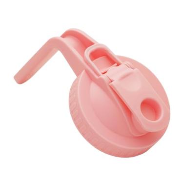 Imagem de 1 frasco de vidro de boca larga com tampa de bico hermético com alça, transforma seu pote de vidro em jarra, tampas flip duráveis sem BPA, fácil de limpar, ajuste para potes de conserva (rosa, boca