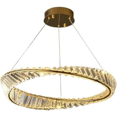 Imagem de Lustre moderno de cristal, luminárias de teto LED com 3 cores, lustre de teto alto para sala de estar, sala de jantar, escada, decoração de casa, lâmpada de 40 cm