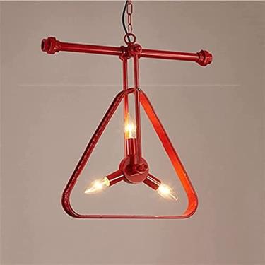 Imagem de Luminária pendente, Luminárias pendentes Luminária pendente industrial em V, de ferro metálico, café, bar, restaurante, retrô, de ferro, ajustável, em forma de triângulo, com 3 soquetes, com