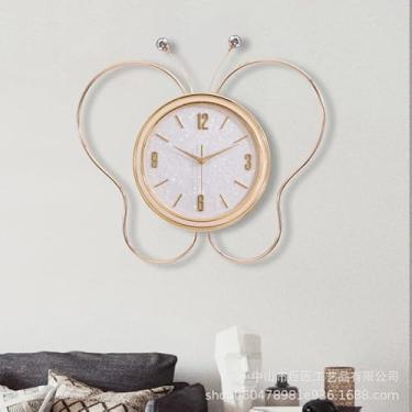 Imagem de Sala de estar simples casa sala de jantar relógio pendurado parede personalidade criativa moda decoração relógio de parede relógio de parede decorativo (cor: ouro) (ouro)