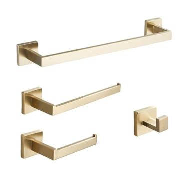 Imagem de WANGKENSU Acessórios de banheiro acessórios de banheiro ouro escovado barra de toalha de parede trilho suporte de papel gancho de aço inoxidável cabide de rack de banheiro moderno (gancho de níquel