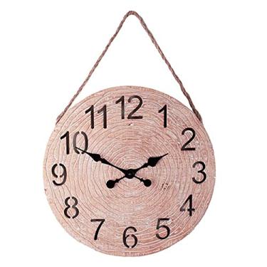 Imagem de Relógio de parede retrô de madeira silencioso com atmosfera nostálgica relógio de parede para bar café decorado, 40 cm (40 cm)
