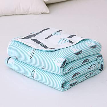 Imagem de Cobertor de toalha de gaze, padrão floral, padrão xadrez, cobertor de toalha grande, tecido de 6 camadas, cobertor quente, 100% algodão, cobertor de gaze para sesta, 90 x 100, cobertor de viagem