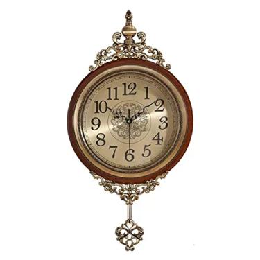 Imagem de ZYHSIJOBAS Relógio de parede vintage, relógio de parede grande para sala de estar, casa de fazenda, relógio de parede de metal retrô com números grandes e vidro HD para parede, decoração de casa