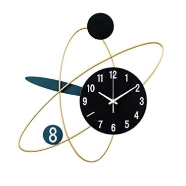 Imagem de WYUYIWH Relógio de parede redondo familiar personalidade criativa arte moderna decoração de casa relógios mudo operado por bateria algarismos arábicos relógios de parede rústicos pendurar na parede