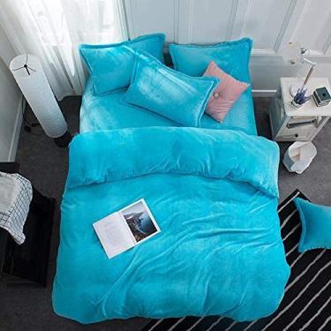 Imagem de Jogo de lençol de flanela de veludo, flanela grossa, dois lados, cor sólida, jogo de cama com capa quente de inverno - Ydl23_Twin Size 3 peças (Ydl12 Twin size 3 peças)