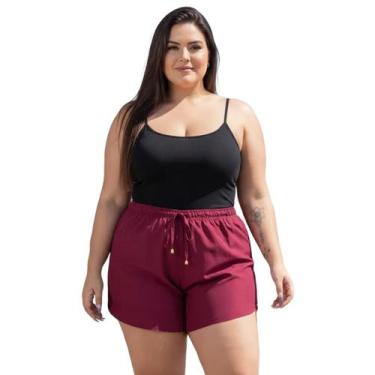 Imagem de Short Saída De Praia Feminino Plus Size Bermuda Tactel De Banho Piscin
