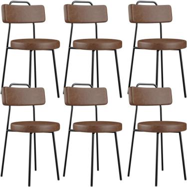 Imagem de Kit 06 Cadeiras Decorativa Estofada Para Sala De Jantar Barcelona L02 Couríssimo Marrom - Lyam Decor