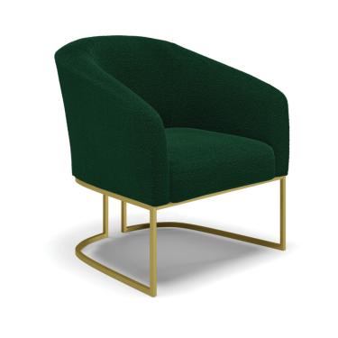 Imagem de Poltrona Decorativa Industrial Dourado Stella Bouclê Verde D03 - D'Rossi