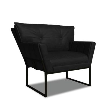 Imagem de Poltrona Sala de Estar Industrial Pto Anitta Sintético PU Preto D03 - D?Rossi