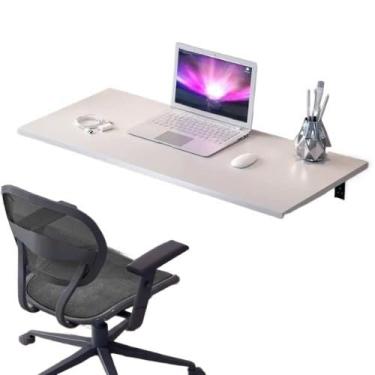 Imagem de Mesa Retratil dobravel Borda Quadrada 120cm x 50cm de parede cozinha suporta 70kg(Branca)